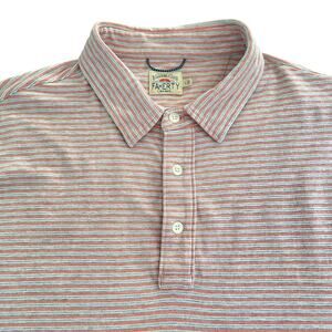 Faherty Polo Shirt Mens Large Pink Gray Stripe Movement Pima Cotton Modal